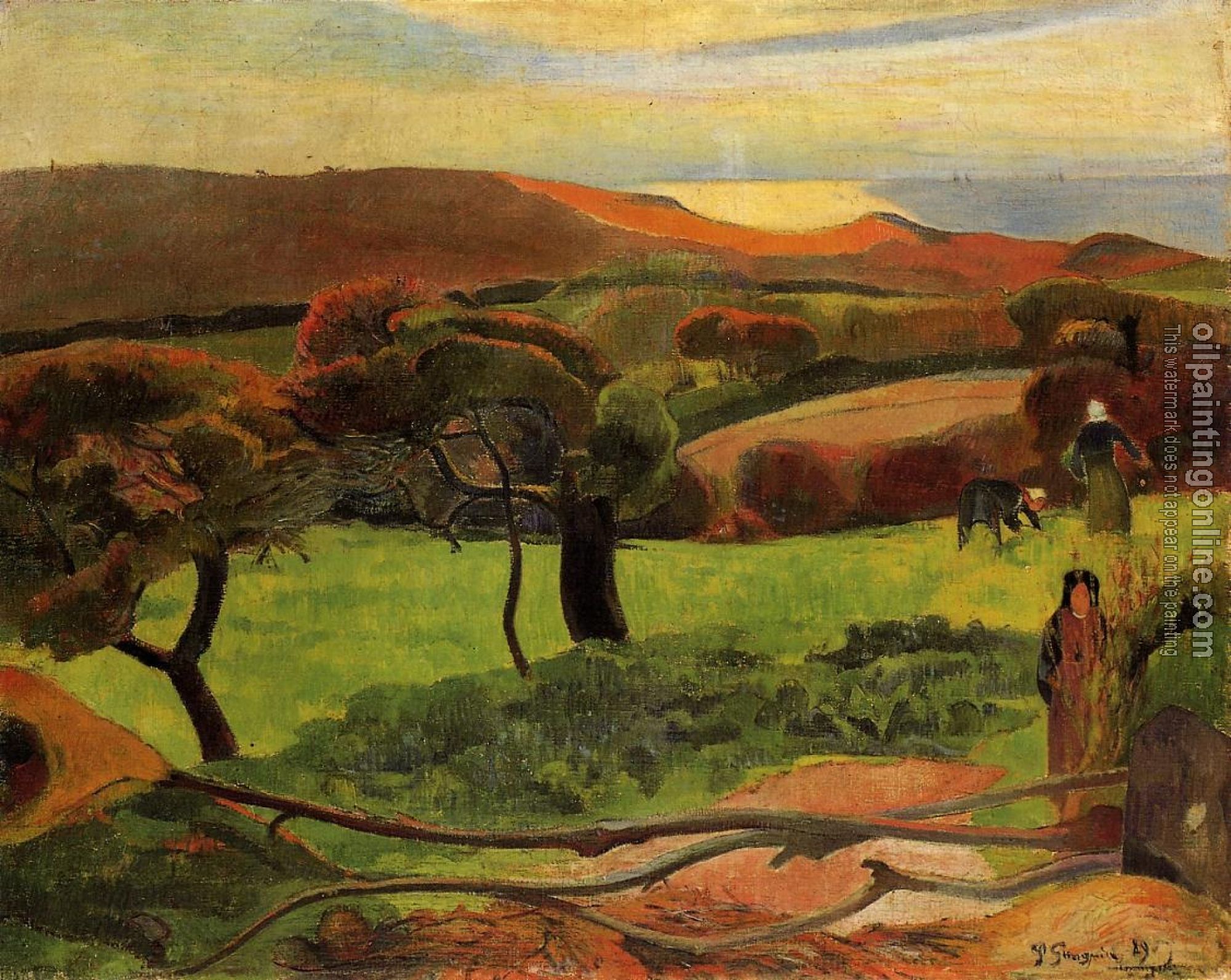 Gauguin, Paul - Breton Landscape,  Fields by the Sea